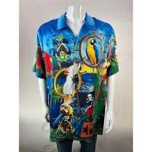 Hawaiian Parrot Print Mens Shirt XL By Hawalili Polyester
